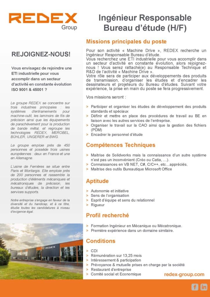 Offre emploi INGENIEUR RESPONSABLE BUREAU D'ETUDE MD